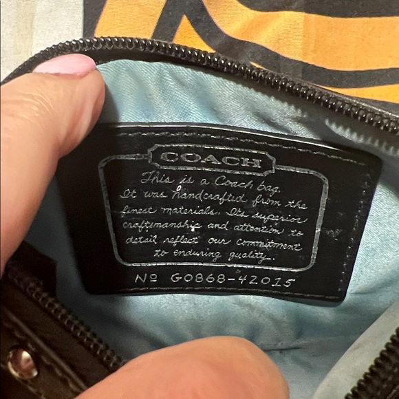 Coach Vintage Black Signature Jacquard Studded Wristlet. #42015 - Picture 9 of 11